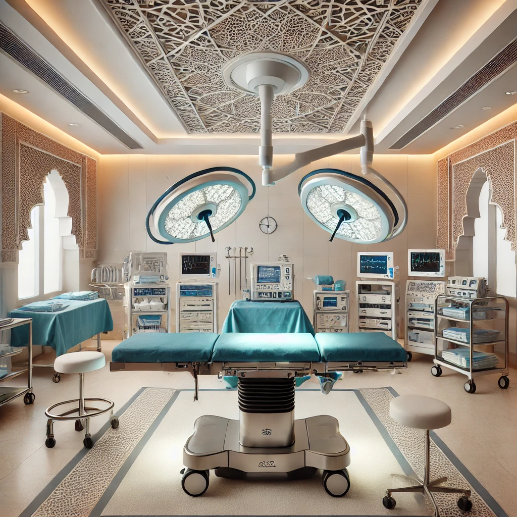غرفة عمليات في عيادة حديثة لجراحة العظام في المغرب، تعرض أدوات متطورة وإعدادًا مهنيًا لاختيار جراح العظام في المغرب.