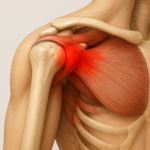 رسم توضيحي يظهر التهاب أوتار الكتف داخل المفصل