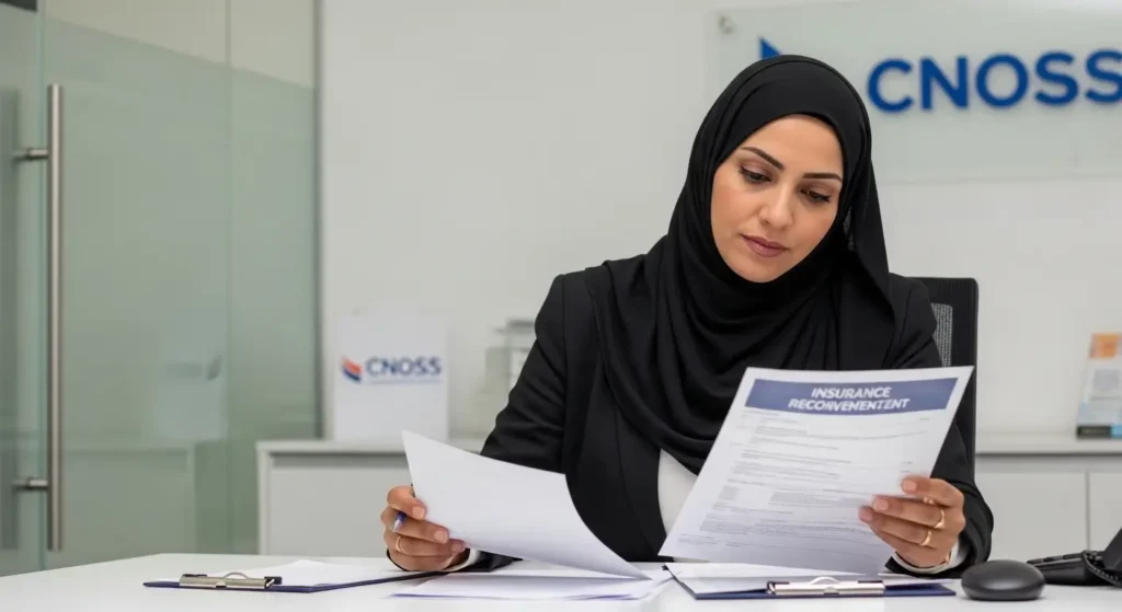 Patiente marocaine consultant ses documents de remboursement AMO pour une opération du genou